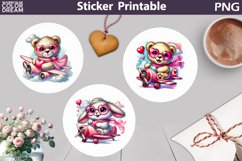 Cute Bear Sticker | Valentine Animals Sticker Product Image 1