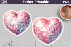 Disco Pink Heart Sticker | Heart Valentine Sticker Product Image 1