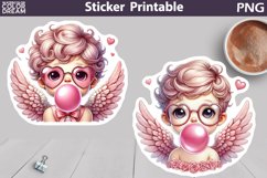 Cute Cupid Bubble Sticker | Valentine&#039;s Day Sticker Product Image 1