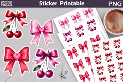 Valentine Cherry Sticker | Valentine Bow Sticker Product Image 1