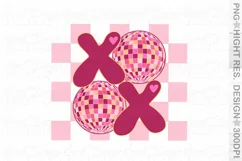 Retro Valentines sublimation design, disco ball PNG Product Image 2