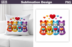 Cat Valentine Sublimation | Valentines Day Pillow Design Product Image 1