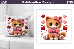 Cats Heart Valentine Sublimation | Valentines Day Pillow Product Image 1
