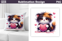 Cats Heart Valentine Sublimation | Valentines Day Pillow Product Image 1