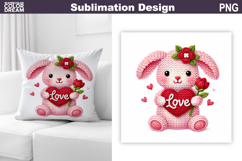 Bunny Valentine Sublimation | Valentines Day Pillow Design Product Image 1