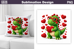 Dinosaur Valentine Sublimation | Valentines Day Pillow Product Image 1