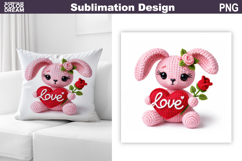 Bunny Valentine Sublimation | Valentines Day Pillow Design Product Image 1