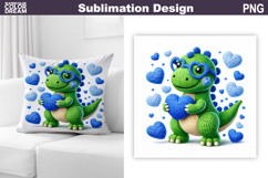 Dinosaur Valentine Sublimation | Valentines Day Pillow Product Image 1