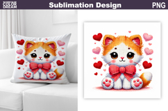 Cats Heart Valentine Sublimation | Valentines Day Pillow Product Image 1