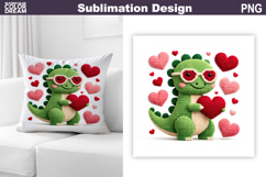 Dinosaur Valentine Sublimation | Valentines Day Pillow Product Image 1