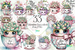 Valentine Succulent Pots PNG Product Image 1