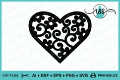 Valentine Heart SVG, Heart SVG, Anniversary SVG, Floral SVG Product Image 1