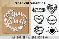 Valentine gift svg Valentine wreath svg paper cut Love heart Product Image 1