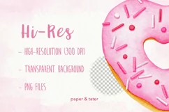 Watercolor Valentine Sweets Clipart, Love Cookie Cupcake PNG Product Image 5