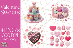 Valentine Sweet Treats Clipart PNG Cupcakes Cookie Chocolate Product Image 1