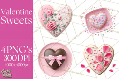 Valentine Sweet Treats Clipart PNG Cupcakes Cookie Chocolate Product Image 1