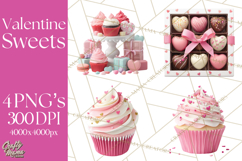 Valentine Sweet Treats Clipart PNG Cupcakes Cookie Chocolate Product Image 1