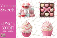 Valentine Sweet Treats Clipart PNG Cupcakes Cookie Chocolate Product Image 1