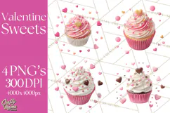 Valentine Sweet Treats Clipart PNG Cupcakes Cookie Chocolate Product Image 1