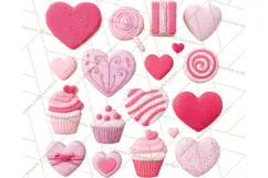 Valentine Sweet Treats Clipart PNG Cupcakes Cookie Chocolate Product Image 5