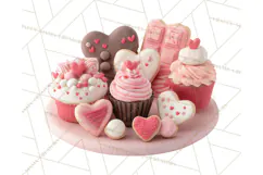 Valentine Sweet Treats Clipart PNG Cupcakes Cookie Chocolate Product Image 2