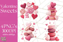 Valentine Sweet Treats Clipart PNG Cupcakes Cookie Chocolate Product Image 1