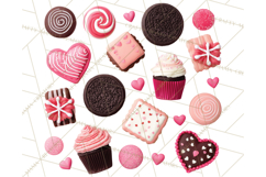 Valentine Sweet Treats Clipart PNG Cupcakes Cookie Chocolate Product Image 2