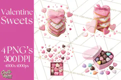 Valentine Sweet Treats Clipart PNG Cupcakes Cookie Chocolate Product Image 1