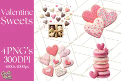 Valentine Sweet Treats Clipart PNG Cupcakes Cookie Chocolate Product Image 1
