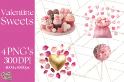 Valentine Sweet Treats Clipart PNG Cupcakes Cookie Chocolate Product Image 1