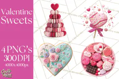 Valentine Sweet Treats Clipart PNG Cupcakes Cookie Chocolate Product Image 1