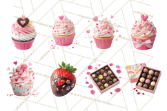 Valentine Sweet Treats Clipart PNG Cupcakes Cookie Chocolate Product Image 6