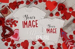 Matching Valentine&#039;s T-Shirt and Baby Styled Clothing Mockup Product Image 1