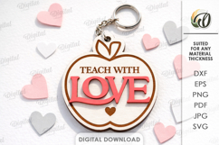 Valentine Teacher Appreciation Laser Cut. Apple keychain SVG Product Image 1