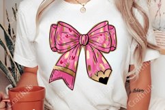 Valentine Teacher Coquette Bow Pencil Png, Teacher Valentine Product Image 3