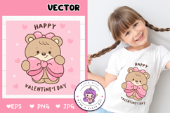 Valentine teddy bear clipart hug bow Lovely valentine animal Product Image 1
