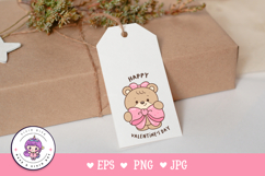 Valentine teddy bear clipart hug bow Lovely valentine animal Product Image 2