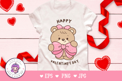 Valentine teddy bear clipart hug bow Lovely valentine animal Product Image 3