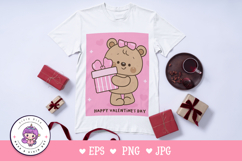 Valentine teddy bear clipart hug gift kawaii animals love Product Image 2