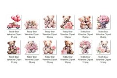 Valentine Teddy Bear Watercolor Clipart Sublimation Bundle