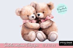 Valentine Teddy Bear Watercolor Romantic Clipart