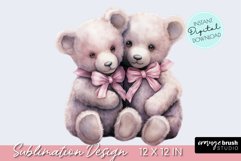 Valentine Teddy Bear Watercolor Sublimation Romantic Clipart