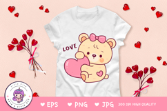 Cute teddy bear clipart: Lovely valentine animals kawaii Product Image 2