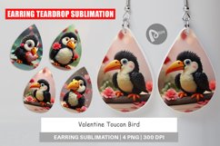 Earring teardrop sublimation design Valentine Toucan Bird Product Image 1
