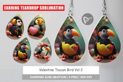 Earring teardrop sublimation design Valentine Toucan Bird Product Image 1