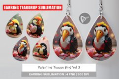 Earring teardrop sublimation design Valentine Toucan Bird Product Image 1