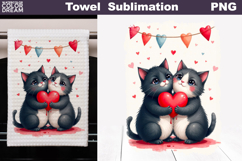 Valentine Couple Cats Towel | Mothers Day Towel Product Image 1