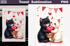 Valentine Couple Cats Towel | Mothers Day Towel Product Image 1
