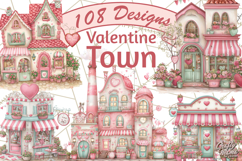 Valentine Town Clipart With Pastel Buildings and Houses Product Image 1