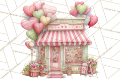Valentine Town Clipart With Pastel Buildings and Houses Product Image 2